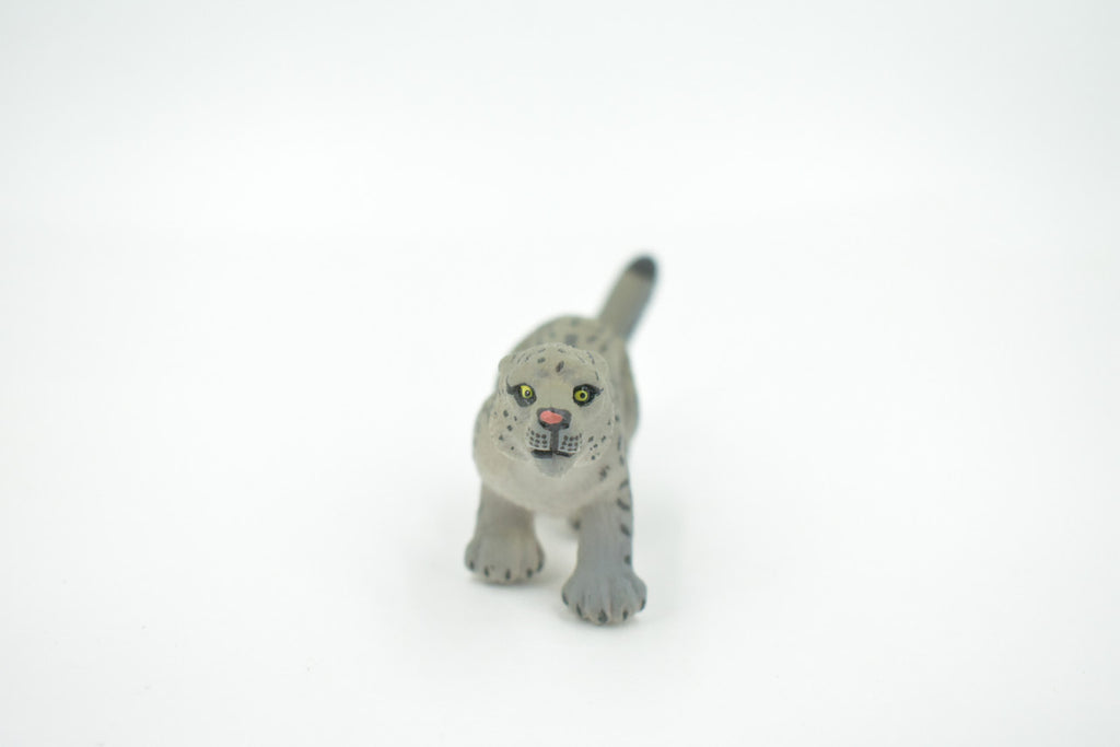 Snow Leopard, Mountain Cat, Museum Quality, Hand Painted, Rubber Rodent, Realistic, Toy, Figure, Model, Kids, Educational, Gift,    5"     CH617 BB167
