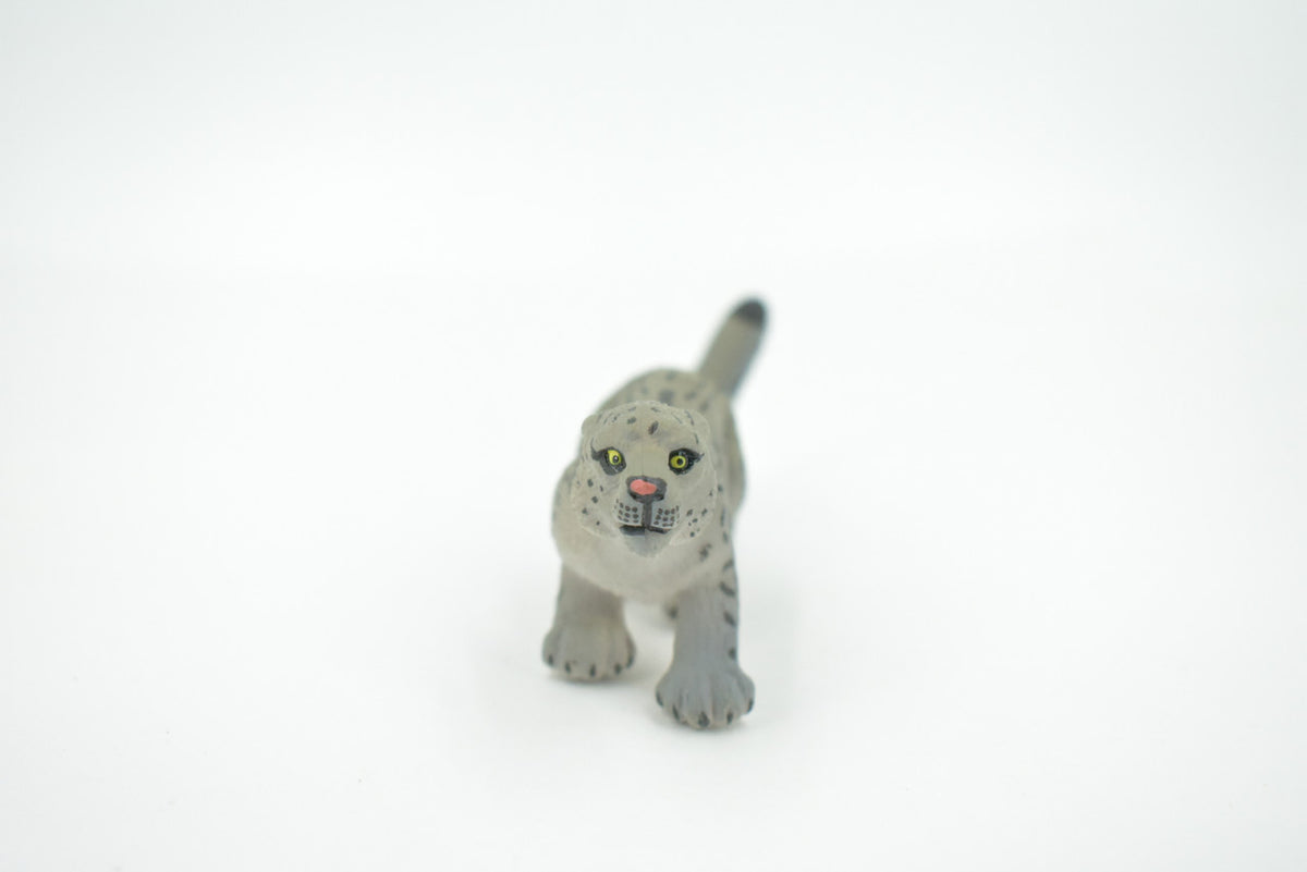 Snow Leopard, Mountain Cat, Museum Quality, Hand Painted, Rubber Rodent, Realistic, Toy, Figure, Model, Kids, Educational, Gift,    5"     CH617 BB167