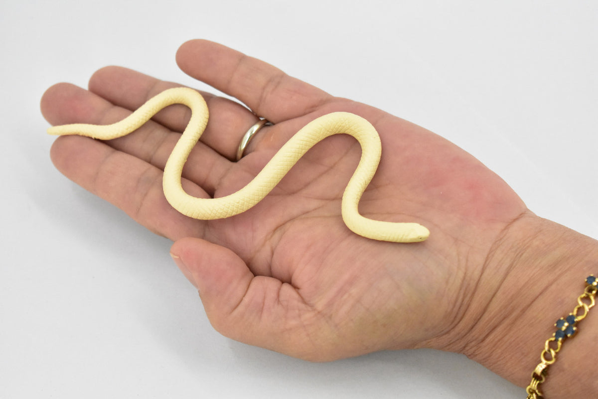 Albino Texas Rat Snake, Rubber Reptile, Educational, Realistic Hand Painted, Figure, Lifelike Model, Figurine, Replica, Gift,       5 1/2"