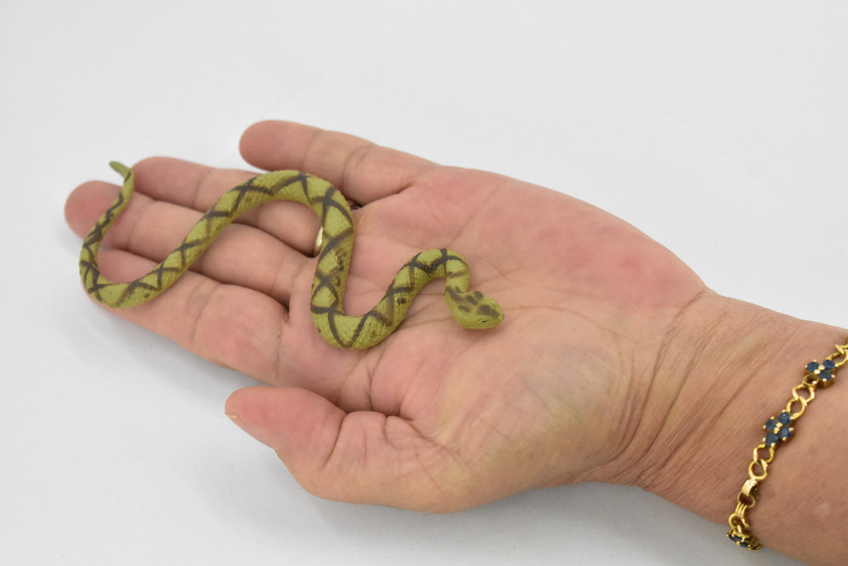 Snake, Diamondback Rattlesnake, Rubber Reptile, Educational, Realistic Hand Painted, Figure, Lifelike Model, Figurine, Replica, Gift,       5 1/2"