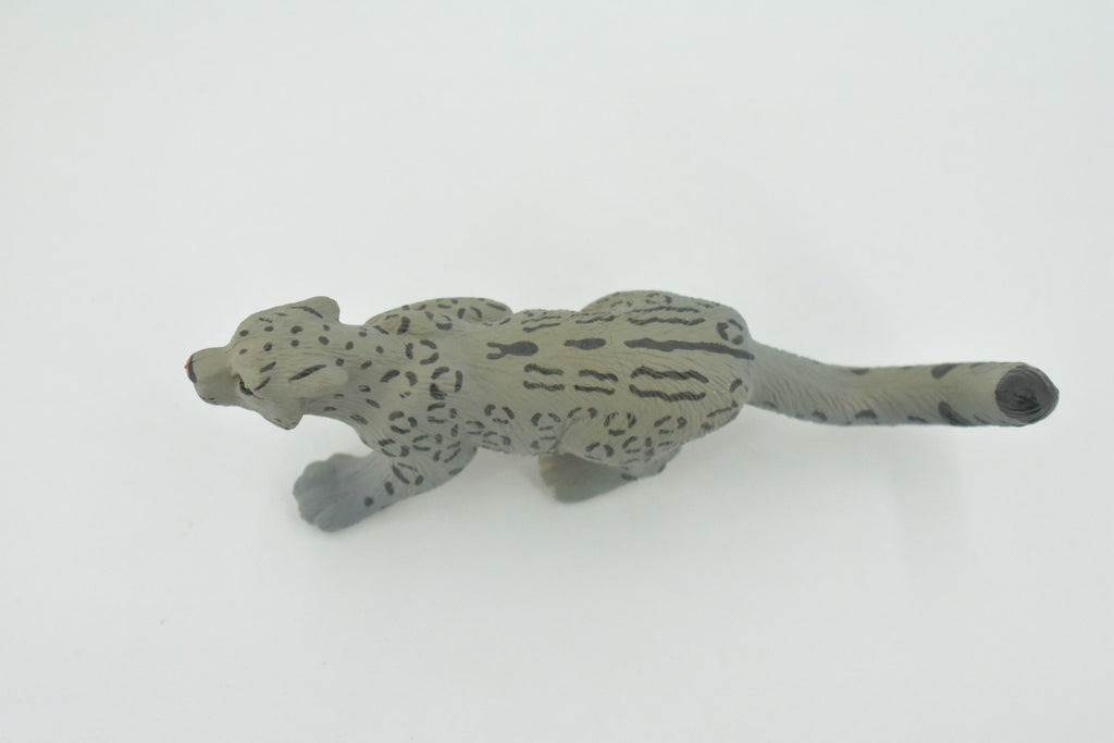 Snow Leopard, Mountain Cat, Museum Quality, Hand Painted, Rubber Rodent, Realistic, Toy, Figure, Model, Kids, Educational, Gift,    5"     CH617 BB167
