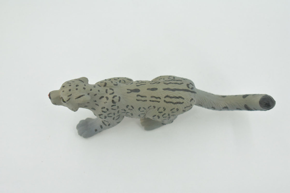 Snow Leopard, Mountain Cat, Museum Quality, Hand Painted, Rubber Rodent, Realistic, Toy, Figure, Model, Kids, Educational, Gift,    5"     CH617 BB167