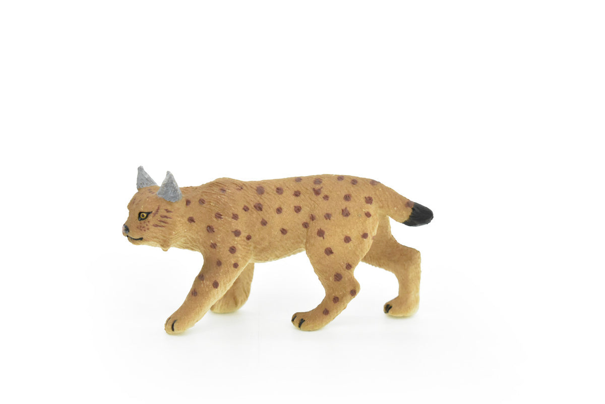 Bobcat, Lynx Rufus, Very Nice Design, Hand Painted, Educational, Rubber Animal, Realistic Toy Figure, Diorama Model, Kids, 3 Inches. 