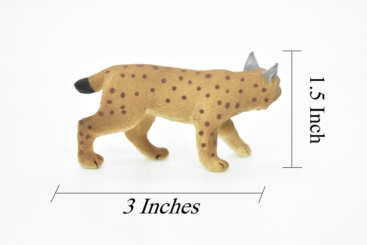 Bobcat, Lynx Rufus, Very Nice Design, Hand Painted, Educational, Rubber Animal, Realistic Toy Figure, Diorama Model, Kids, 3 Inches. 