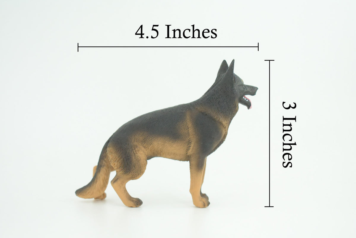 German Shepherd Dog, Museum Quality, Rubber Canine, Hand Painted, Educational, Realistic, K9, Diorama, Figure, Toys, Kids, Gift, 4 1/2 Inches. CH845 BB197