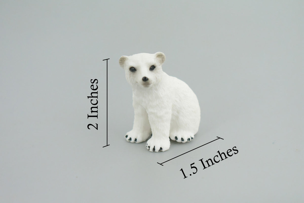 Polar Bear Cub, Sitting, Museum Quality, Educational, Hand Painted, Rubber Animal, Realistic, Diorama, Toy, Kids, Gift, 2 Inches. CH807 BB188