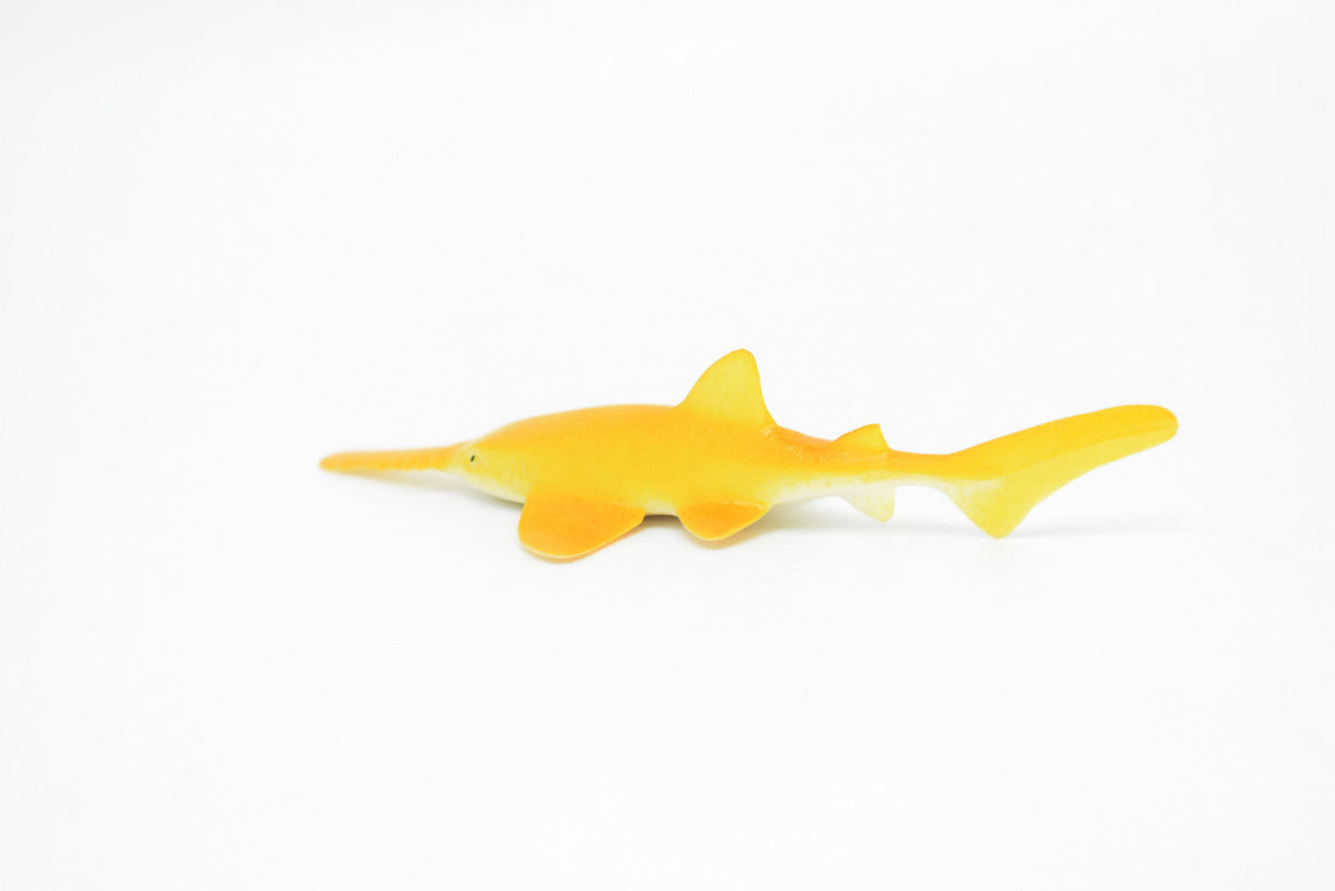 Sawtooth Shark, Sawfish, Pristis pristis, Hand Painted, Realistic, Soft Rubber, Saltwater, Educational,  Figure, Lifelike, Diorama Model, Toy,  4.5 Inches. 