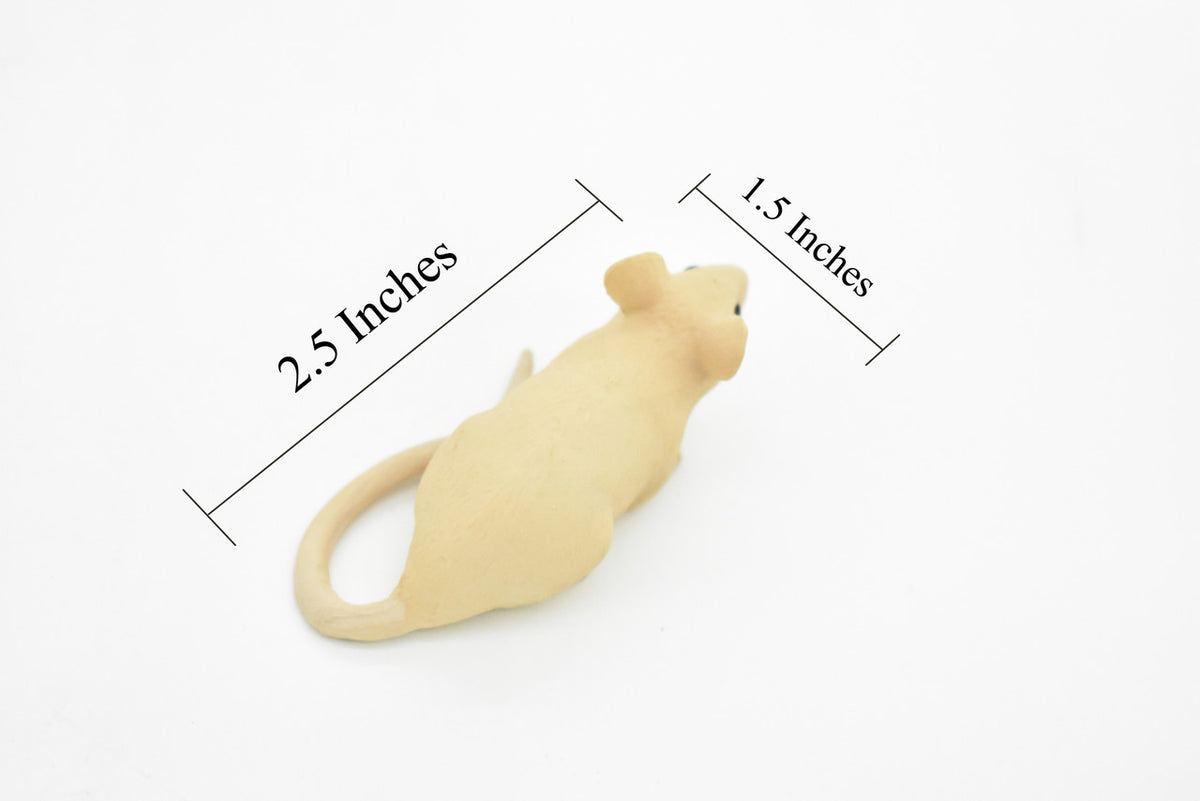 Mouse, White, Very Nice Design, Hand Painted, Educational, Rubber Animal, Realistic Toy Figure, Diorama Model, Kids, 2 1/2 Inches.