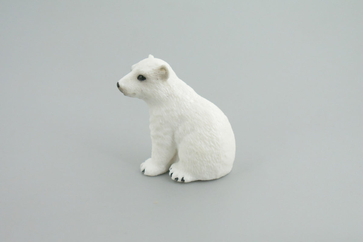 Polar Bear Cub, Sitting, Museum Quality, Educational, Hand Painted, Rubber Animal, Realistic, Diorama, Toy, Kids, Gift,  2  Inches.  CH807 BB188