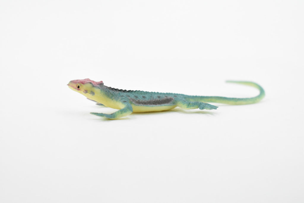 Lizard,  Blue with Red Head, Rubber Reptile Toy, Realistic Figure, Model, Replica, Kids, Educational, Gift,    3"     F6065 B380