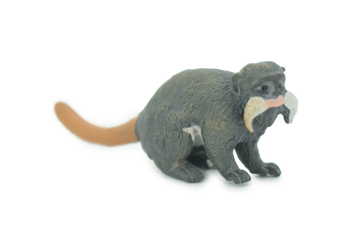 Emperor Tamarin, Monkey, Hand Painted, Educational, Rubber Primate, Realistic Figure, Lifelike, Gift,   1 3/4"     SF61 B16