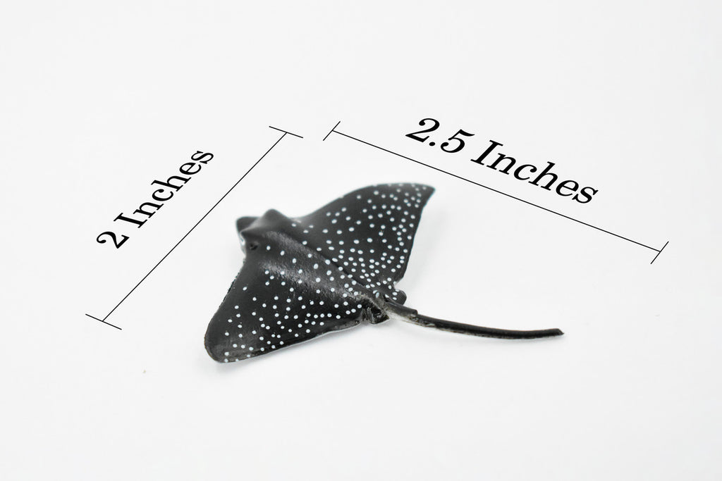 Spotted Eagle Ray, Duckbill ray, or Bonnet skate, Rubber Fish, Realistic Toy Figure, Diorama Model, Replica, Kids, Educational Design,   2 1/2 Inches.