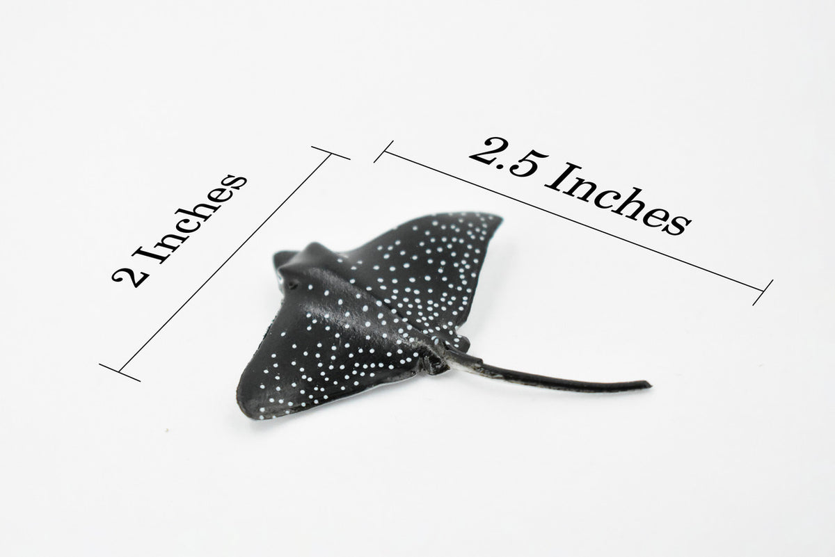 Spotted Eagle Ray, Duckbill ray, or Bonnet skate, Rubber Fish, Realistic Toy Figure, Diorama Model, Replica, Kids, Educational Design,   2 1/2 Inches.