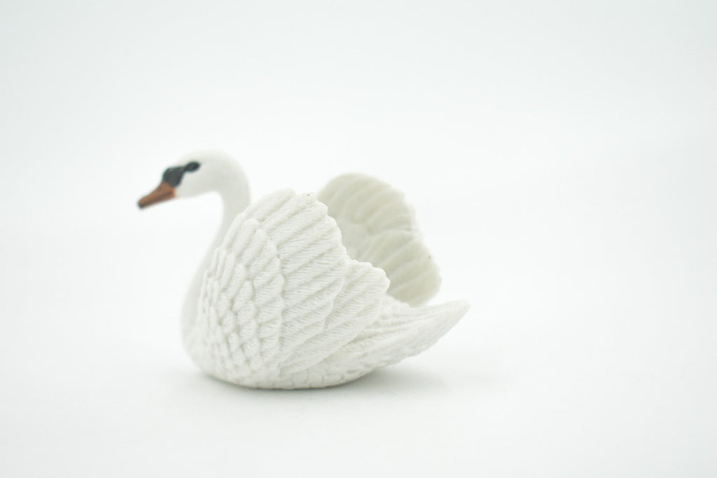 Bird, White Swan, Mute, Museum Quality, Hand Painted, Rubber bird, Educational, Realistic, Toy, Kids, Figure, Model, Educational, Gift,     3"      CH628 BB167