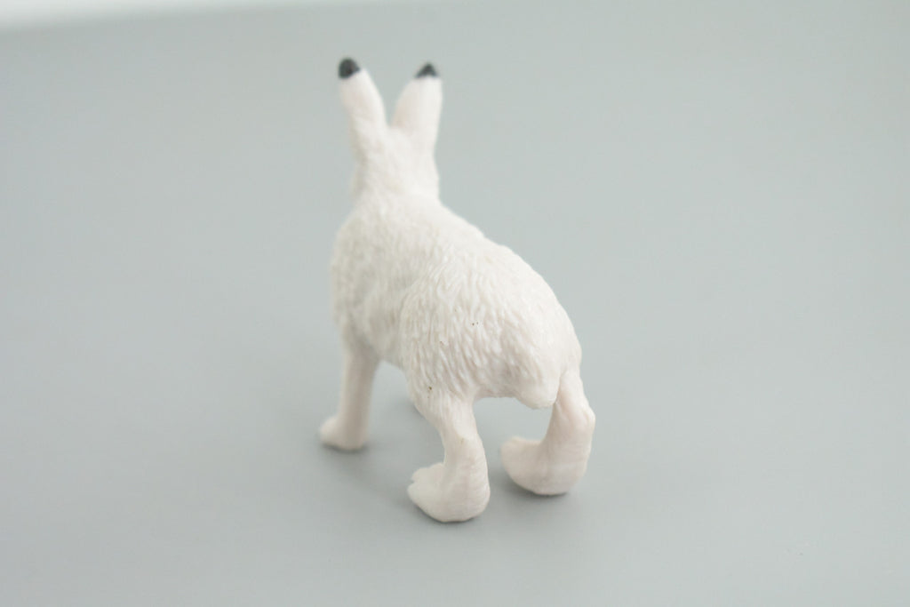 Rabbit, Arctic Hare, Hand Painted, Museum Quality, Rubber Animal, Educational, Realistic, Figure, Toy, Kids, Replica, Gift,    2 1/2 Inches.  CH876 BB199