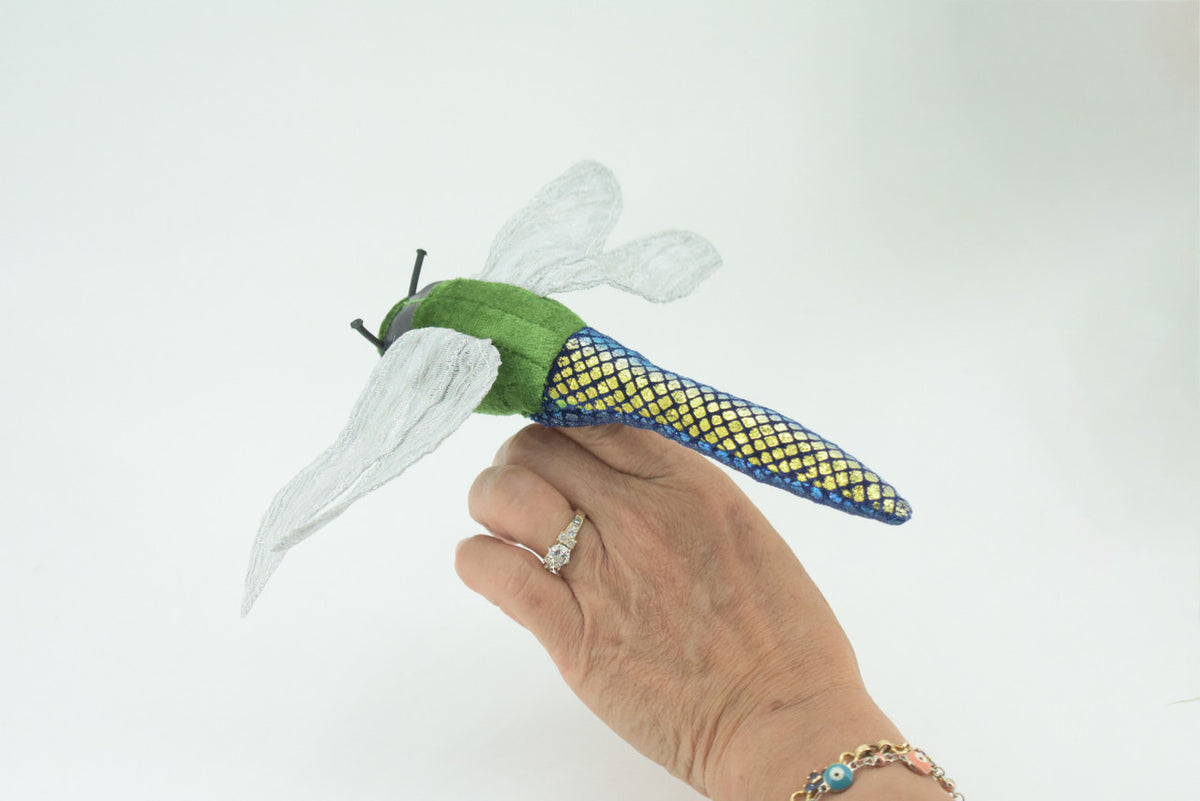 Dragonfly Finger Puppet, Very Nice Plush Dragon Fly, Stuffed Insect, Educational, Realistic, Lifelike Model, Gift,    7"   FM04 B233