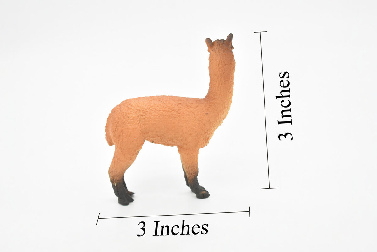 Alpaca, South American camelid, Very Realistic Hand Painted, Educational, Rubber Animal, Realistic Toy Figure, Diorama Model, Kids,  3 Inches. 