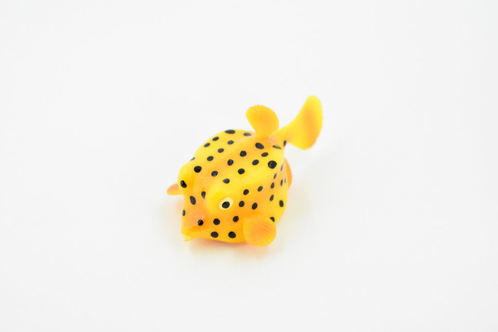 Trunkfish, Trunk Fish, Spotted, Rubber Fish, Museum Quality, Hand Painted, Realistic Toy Figure, Diorama Model, Replica, Kids, Educational,  2 Inches. 