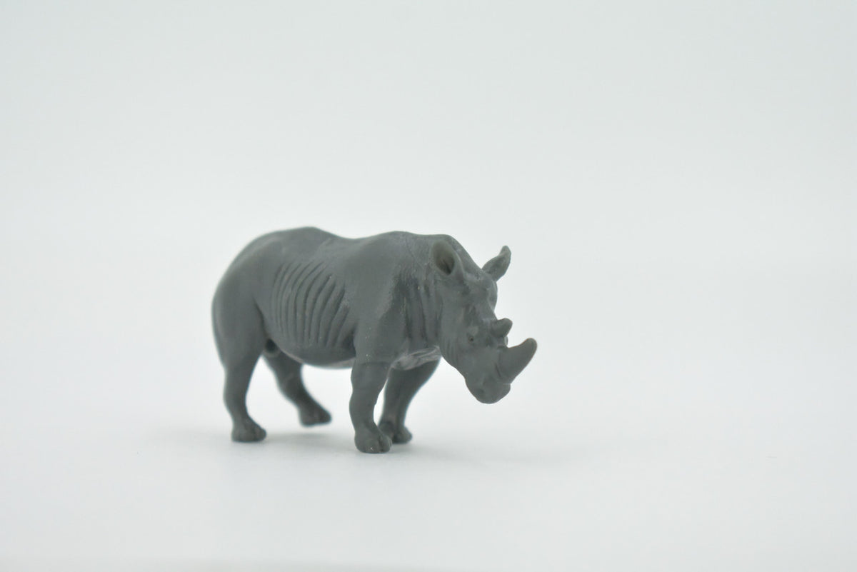 Rhinoceros, Rhino, High Quality, Hand Painted, Rubber Animal, Realistic, Figure, Model, Replica, Toy, Kids, Educational, Gift,   2 1/2"   CH529 BB158