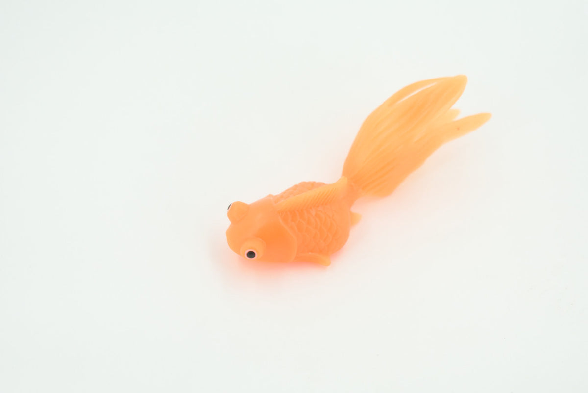 Goldfish, 4 or 8 or 12 Piece Sets, Rubber Fish, Educational, Realistic Hand Painted, Figure, Lifelike Model, Figurine, Replica, Gift,   3"   US13 B58