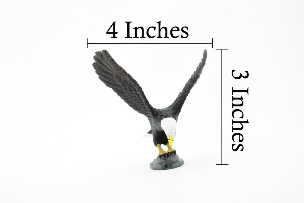 Bald Eagle, North America Eagle, Museum Quality, Rubber Bird, Hand Painted, Realistic Toy Figure, Diorama Model, Kids, Educational,  4 Inches.