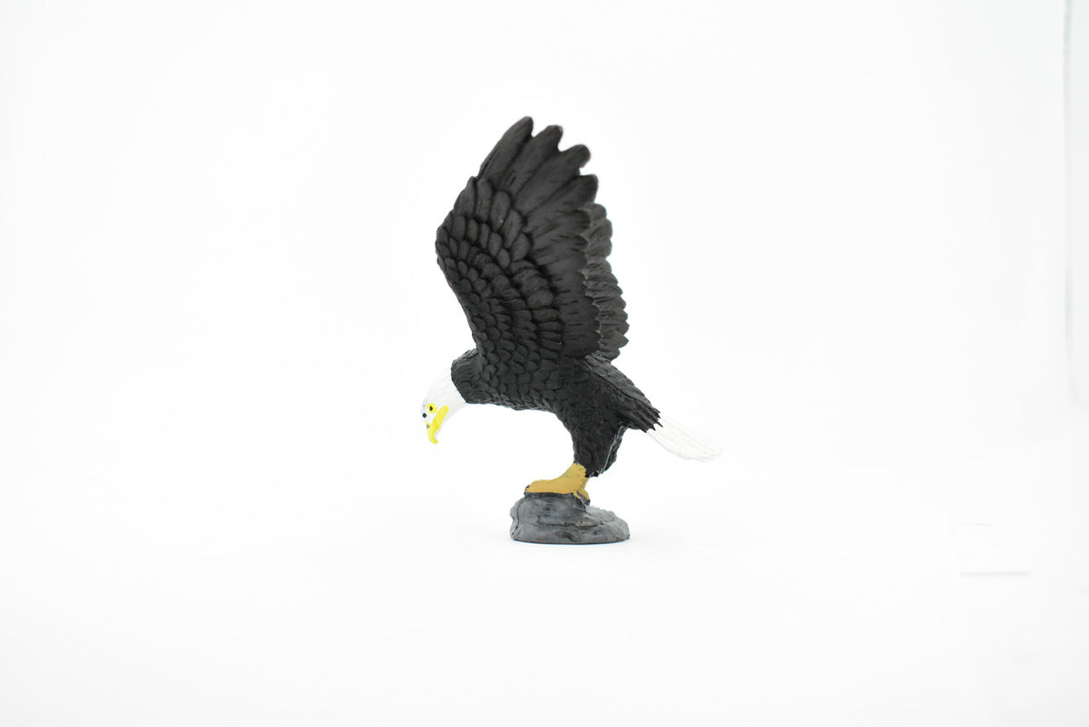 Bald Eagle, North America Eagle, Museum Quality, Rubber Bird, Hand Painted, Realistic Toy Figure, Diorama Model, Kids, Educational,  4 Inches.