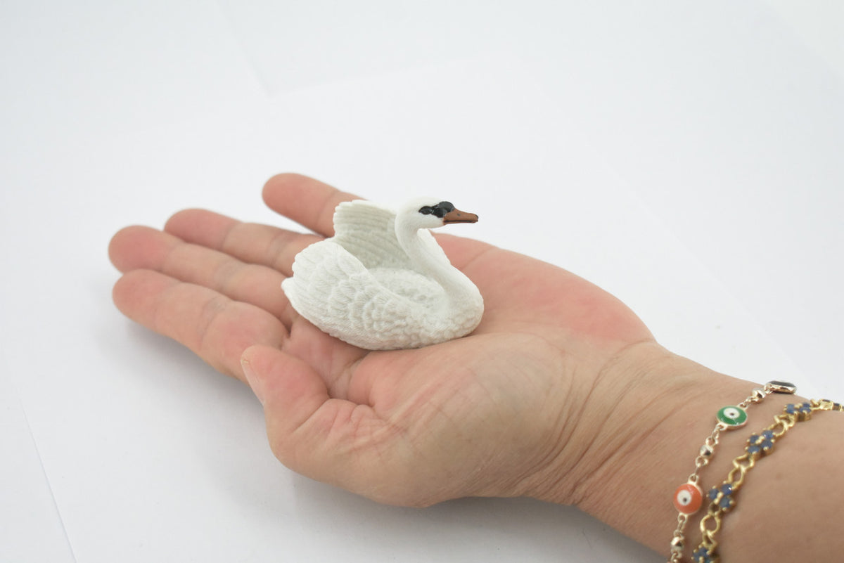 Bird, White Swan, Mute, Museum Quality, Hand Painted, Rubber bird, Educational, Realistic, Toy, Kids, Figure, Model, Educational, Gift,     3"      CH628 BB167