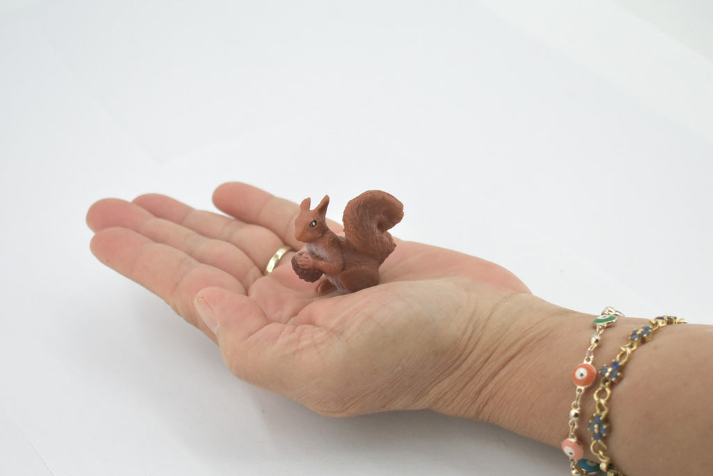Squirrel, with Pine Cone, American Red, Museum Quality, Hand Painted, Rubber Rodent, Realistic Toy Figure, Model, Kids, Educational, Gift,     3"     CH615 BB167