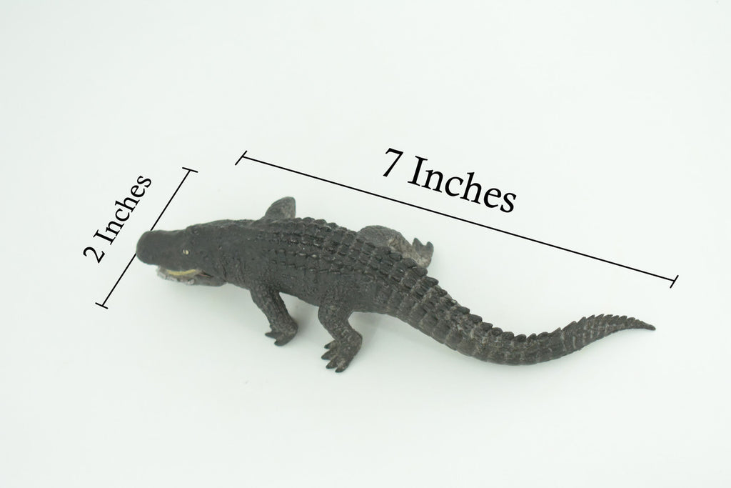 Alligator, Crocodile, Movable Jaws, Museum Quality, Educational, Hand Painted, Rubber Reptile, Realistic, Diorama, Toy, Kids, Gift, 7 Inches. CH816 BB189