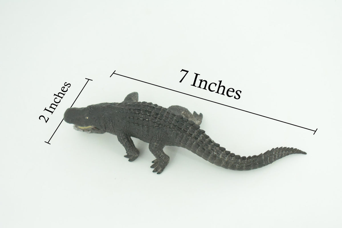 Alligator, Crocodile, Movable Jaws, Museum Quality, Educational, Hand Painted, Rubber Reptile, Realistic, Diorama, Toy, Kids, Gift, 7 Inches. CH816 BB189