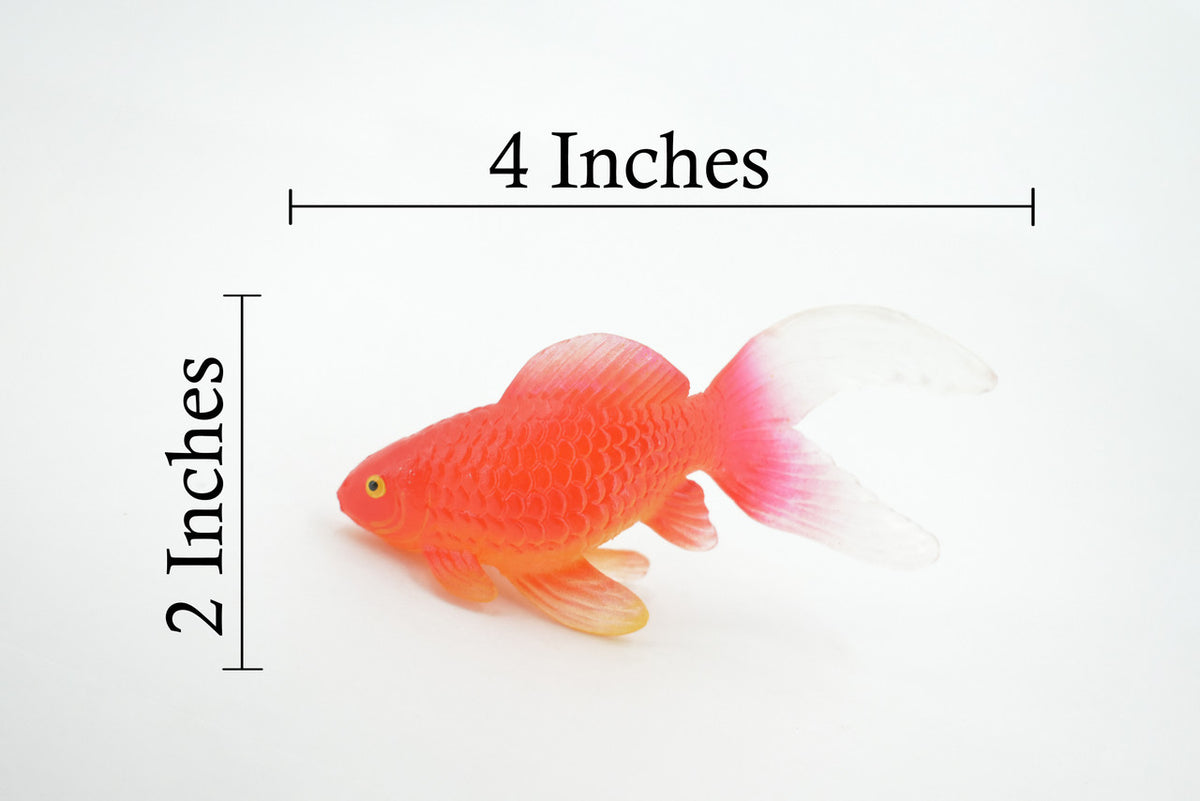 Fish, Goldfish, Common, Museum Quality, Hand Painted, Rubber, Realistic Figure, Model, Replica, Toy, Kids, Educational, Gift,     4"      CH703 BB174
