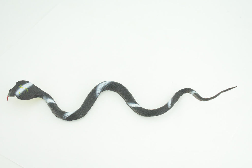Cobra, Black and White Snake, Rubber Reptile, Educational, Realistic Hand Painted, Figure, Lifelike Model, Figurine, Replica, Gift,      9 Inches     F3594 B363