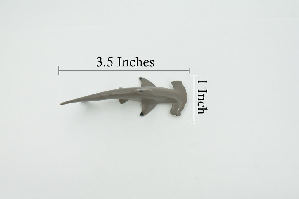 Shark, Scalloped Hammerhead Shark, High Quality, Hand Painted, Realistic, Rubber, Fish, Figure, Model, Toy, Kids, Educational, Gift,     3 1/2"   CH700 BB174