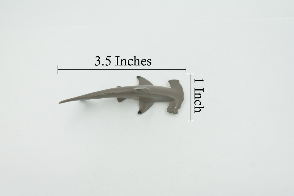 Shark, Scalloped Hammerhead Shark, High Quality, Hand Painted, Realistic, Rubber, Fish, Figure, Model, Toy, Kids, Educational, Gift,     3 1/2"   CH700 BB174