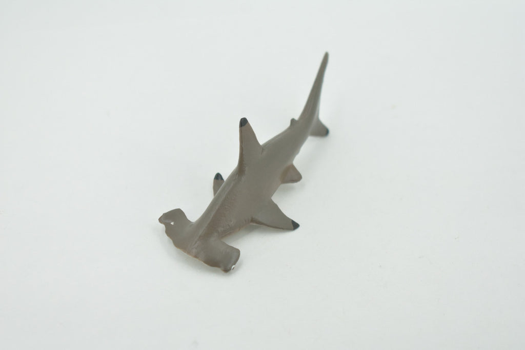 Shark, Scalloped Hammerhead Shark, High Quality, Hand Painted, Realistic, Rubber, Fish, Figure, Model, Toy, Kids, Educational, Gift,     3 1/2"   CH700 BB174