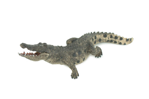 Alligator, Crocodile, Movable Jaws, Museum Quality, Educational, Hand Painted, Rubber Reptile, Realistic, Diorama, Toy, Kids, Gift, 7 Inches. CH817 BB189