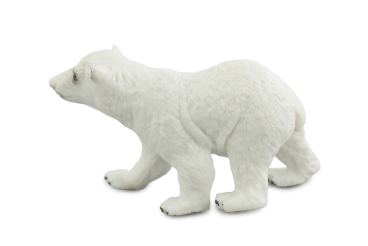 Polar Bear Cub, Baby, Walking, Museum Quality, Educational, Hand Painted, Rubber Animal, Realistic, Diorama, Toy, Kids, Gift, 3 Inches. CH827 BB194