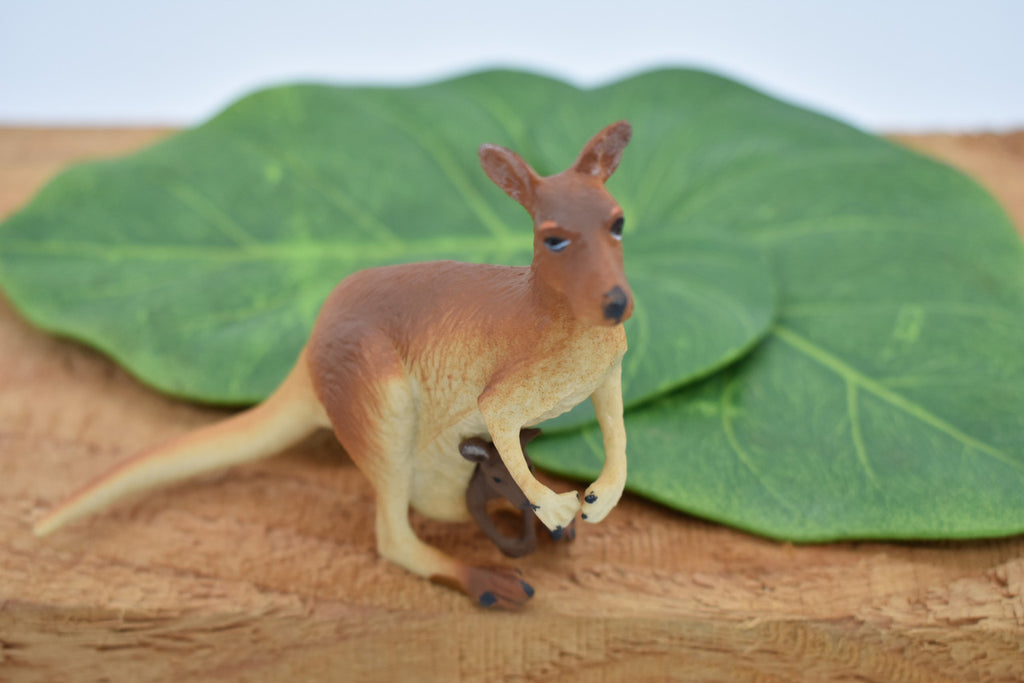 Kangaroo with Baby, Joey, Australian outback Marsupial, Museum Quality, Very Nice Rubber Design, Educational Figure, Diorama Model, Toy, Kids,   3 1/2 Inches. 