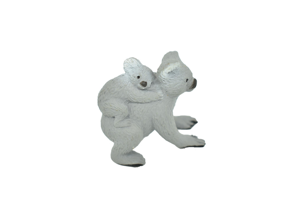 Koala with Baby, Marsupials, Australia's unique Animal, Very Nice Rubber Design, Educational Figure, Lifelike, Diorama Model, Replica, Toy, Kids, 1 1/2 Inches. 