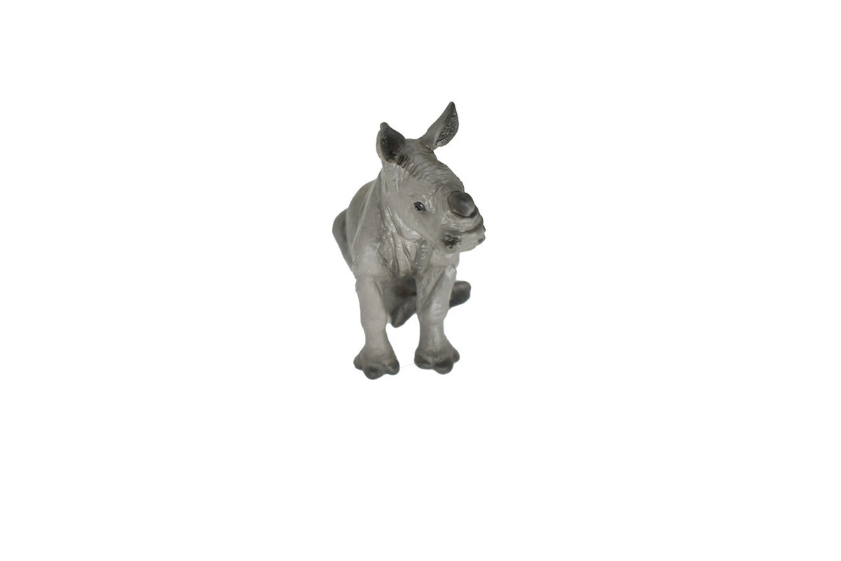 Rhino, Baby Rhinoceros, Museum Quality Plastic Animal Toy, Educational, Realistic Hand Painted Figure, Lifelike Model, Figurine, Replica, Gift,    2"   M070 B642