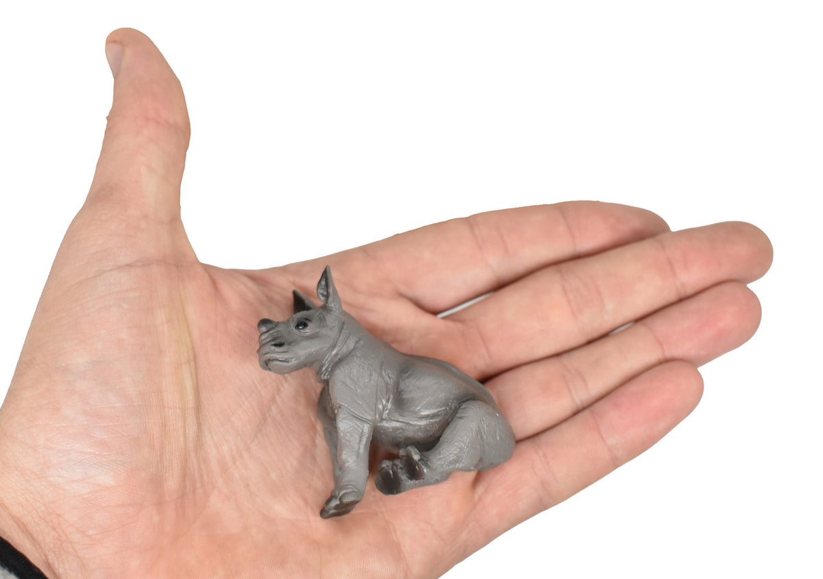 Rhino, Baby Rhinoceros, Museum Quality Plastic Animal Toy, Educational, Realistic Hand Painted Figure, Lifelike Model, Figurine, Replica, Gift,    2"   M070 B642