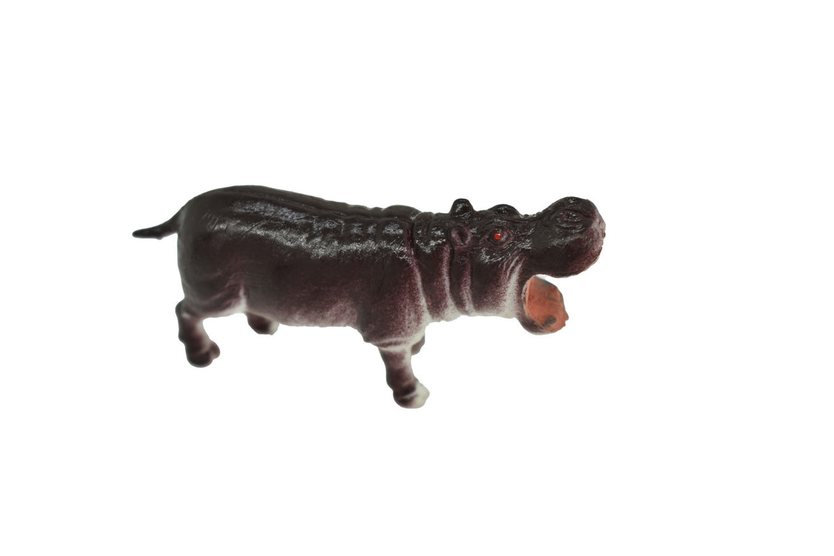 Hippo, Hippopotamus, Hand Painted, Plastic Toy Animal, Kids Gift, Realistic Figure, Educational Model, Replica,       2 1/2 Inches. 