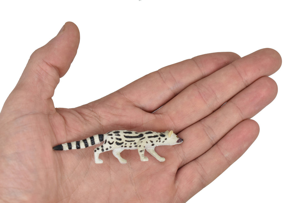 Abyssinian genet, or the Abyssinian civet, Hand Painted, Realistic, Very Nice Rubber Design, Educational, Diorama Model, Lifelike, Toy, 3 Inches. 