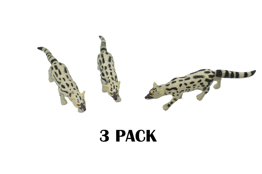 Abyssinian genet, or the Abyssinian civet, Hand Painted, Realistic, Very Nice Rubber Design, Educational, Diorama Model, Lifelike, Toy, 3 Inches. 