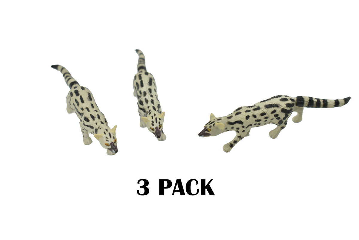 Abyssinian genet, or the Abyssinian civet, Hand Painted, Realistic, Very Nice Rubber Design, Educational, Diorama Model, Lifelike, Toy, 3 Inches. 