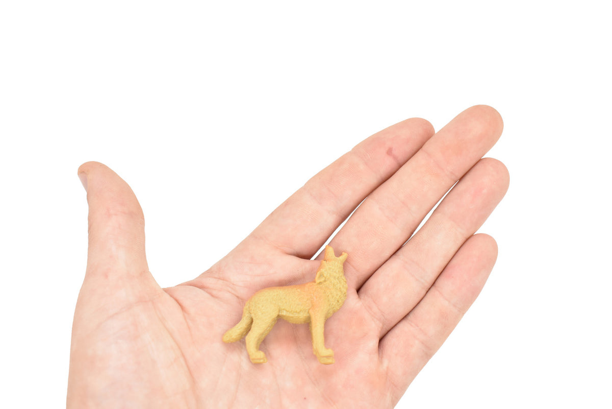 Coyote, Very Nice Rubber Animal, Educational, Hand Painted, Realistic, Lifelike Coyote Howling, Toys, Kids, Gift,    2 Inches 