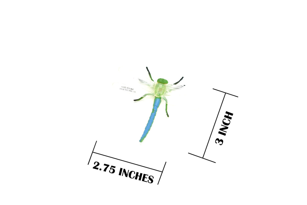 Dragonfly, Green & Blue, Flexible, Rubber Toy Animal, Realistic Figure, Model, Replica, Kids Educational Gift,     3"      F1052 B190