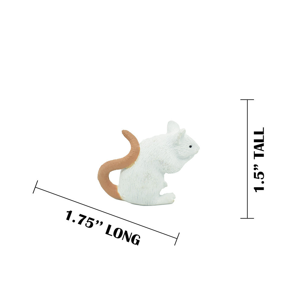 Mouse, White, Rubber Mouse, Educational, Realistic, Hand Painted, Figure, Lifelike Model, Figurine, Replica, Gift,   1 1/2" 