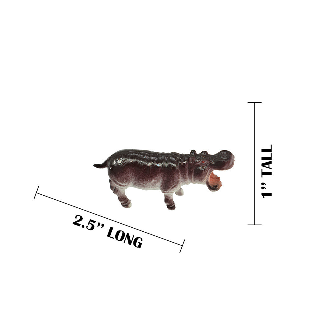 Hippo, Hippopotamus, Hand Painted, Plastic Toy Animal, Kids Gift, Realistic Figure, Educational Model, Replica,       2 1/2 Inches. 