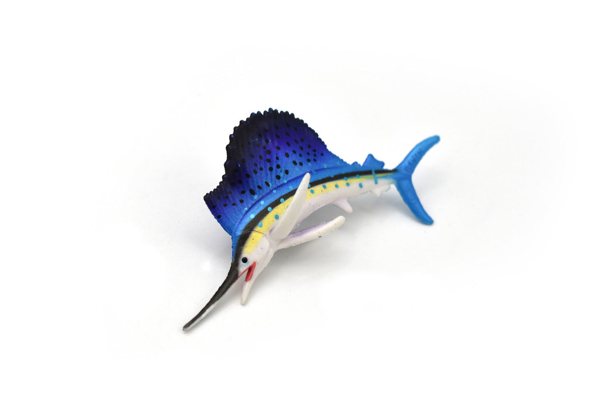 Sailfish, Billfish, Museum Quality, Hand Painted, Rubber Fish, Realistic Toy Figure, Model, Replica, Kids, Educational, Gift,      3"
